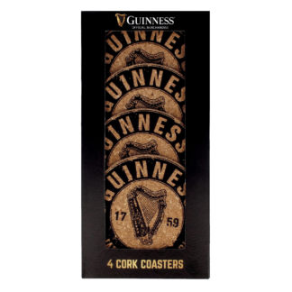 Guinness Cork 4 Pack Coasters With 1759 St. James's Gate Harp Design