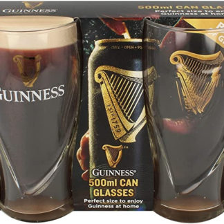 Guinness 500ml Can Glasses 2 Pack With Embossed Harp Logo Design
