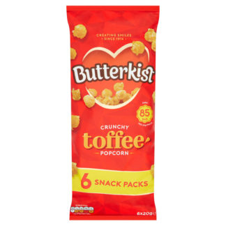 Butterkist Toffee Crunchy Popcorn, 6 Snack Packs, 6x20g