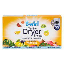 Swirl Tumble Dyer Sheets, 35 Tropical Big Sheets