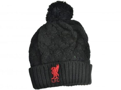 Liverpool knit hat cuff crest black