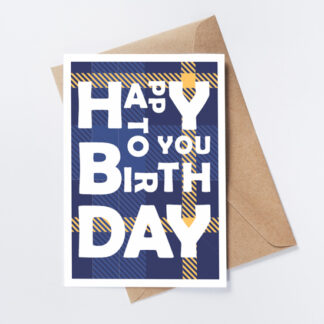 Blue Tartan Happy Birthday