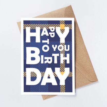 Blue Tartan Happy Birthday