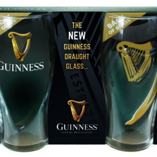 Guinness Logo Gravity 2 Pack Pint Glass Set With Embossed Harp